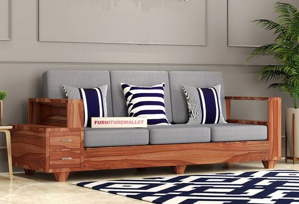 furniture wallet Wooden Sofa Set for Living Room | 3 Seater Sofa Set | Sofa Set with Drawers Fabric 3 Seater  Sofa