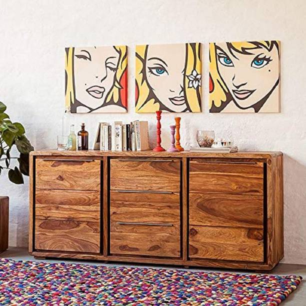 Jeeso Sheesham Wood Cabinet For Living Room (Finish-Provincial Finish, Pre-Assembled) Solid Wood Free Standing Cabinet