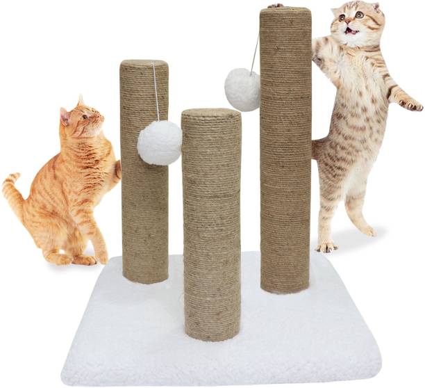Hiputee Cat Natural Sisal Rope Scratching Posts - 3 Climbing Tower Activity Cat Tree Free Standing Cat Tree