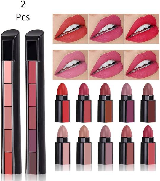 THE NYN Fab Beauty 5 in 1 Forever Enrich Matte Lipstick, The Red & Nude Pack of 2