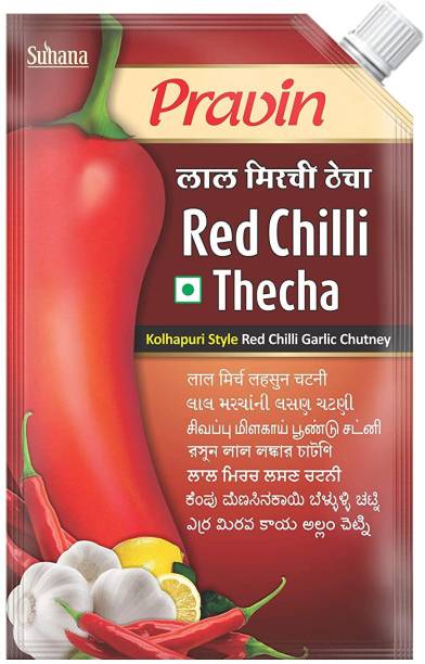 pravin Red Chilli Thecha 100g Pouch - Pack of 6 Chutney Paste
