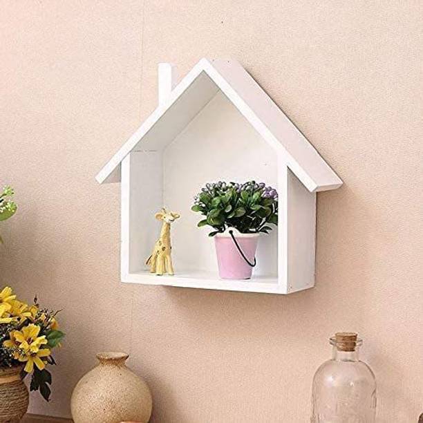 THE PINEWOOD ENTERPRISES Hut Shape Display Shelf,Floating Wall Hanging Shelf Stand Wooden, MDF (Medium Density Fiber) Wall Shelf