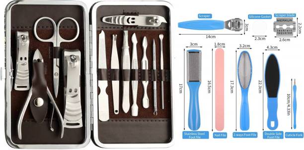 Rsentera 12 in 1 Stainless Steel Manicure & 6 Pedicure Set Hard Case