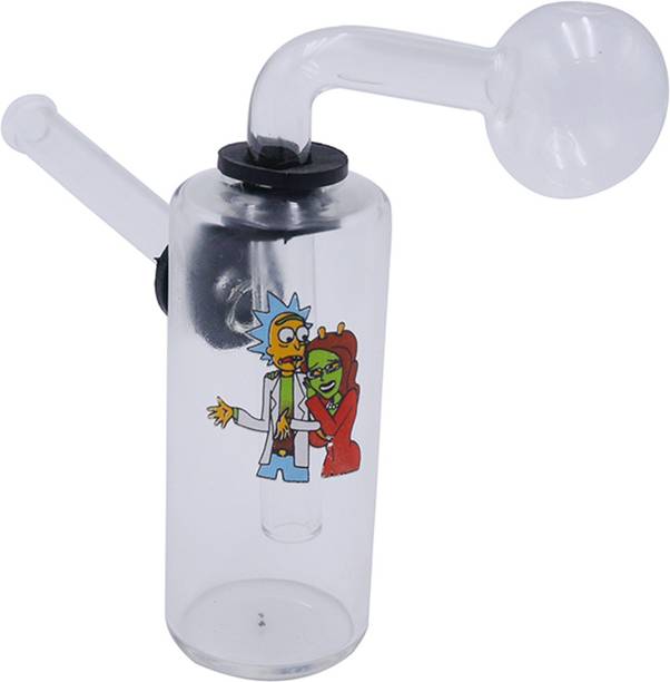 TANISHKA EXPORT 5 Inch Printed Mini Burner Clear Glass Water Pipe Smoking Beer Bong Funnel