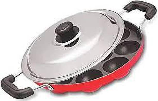 FASTAGE 12Cavities Non Stick Appam Patra/Idli maker/tawa/uttapam/kadhai with Lid Standard Idli Maker