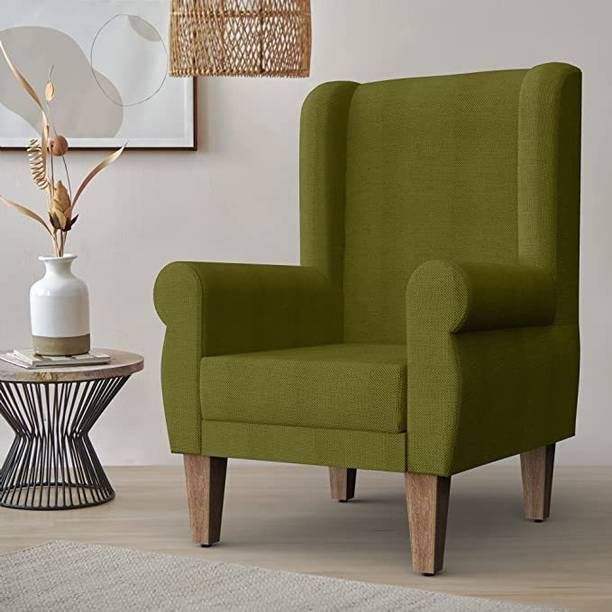 FURINNO Wing Chair, 1 Seater, Unisex, High Density Foam, Seating and Home Decor Solid Wood Living Room Chair
