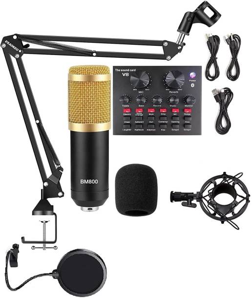 amg digital BM 800 Condenser Mic with +v8+ Studio Equipment Full Set Kit for Recording Microphone set
