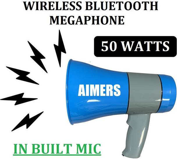 AIMERS Siren Handheld Loudspeaker Bluetooth Megaphone (Red-White) Indoor, Outdoor Megaphone Speaker, USB Memory Card Input For Announcing Talk Record Play, Indoor, Outdoor PA System