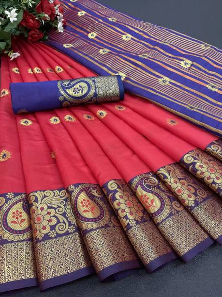 Woven Banarasi Cotton Linen, Art Silk Saree