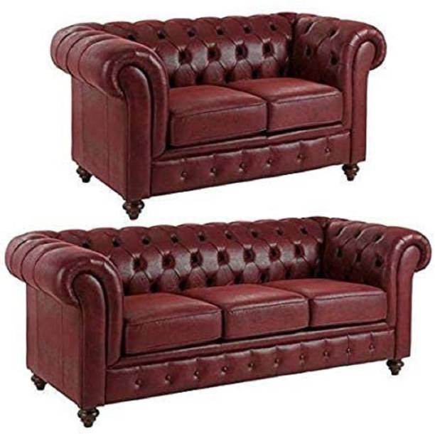 SVT Leather 3 + 2 Red Sofa Set