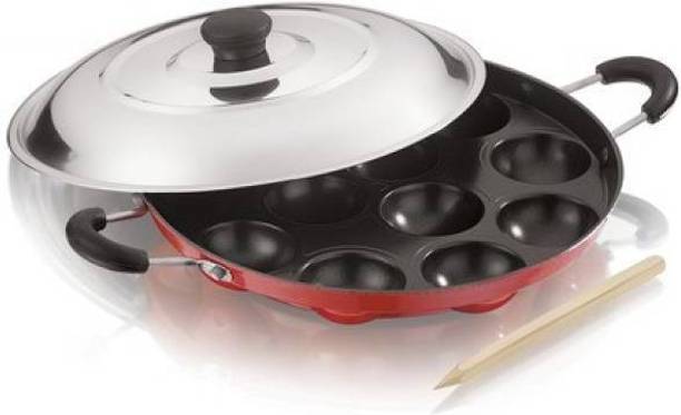 FASTAGE Fastage 12Cavities Non Stick Appam Patra with Lid and Side Handle Standard Idli Maker