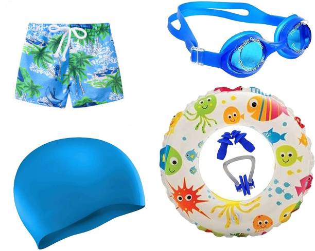 Baby & Sons Swimming Costume for kids Boys 4 to 6 Years [ Swim Short, Cap, Ring, Combo] Swimming Kit