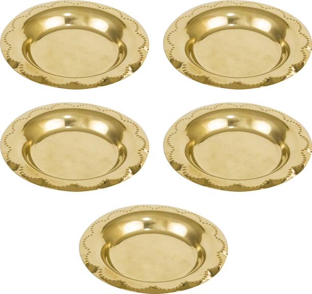 स्पिलबॉक्स Brass Oil Lamp plate for Home Temple Puja Articles Decor Gifts -MicroDDPlate-5 सेक्शन्ड प्लेट