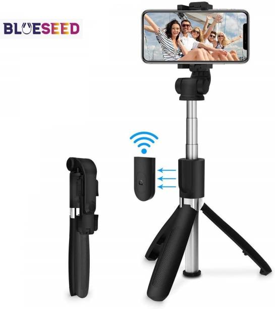 blue seed BBD 3-in-1 Multifunctional Extendable Bluetooth Selfie Stick Tripod Bluetooth Selfie Stick