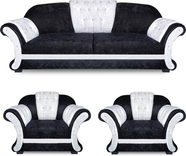 Owleaf Kuddle Fabric 3 + 1 + 1 Black Sofa Set