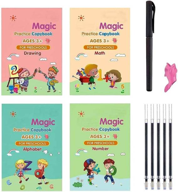 gyan 4 Pcs Magic Practice Copy Book for kids Number Tracing Book For Preschoolers
