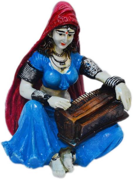 eCraftIndia Rajasthani Lady Playing Harmonium Decorative Showpiece  -  15.24 cm