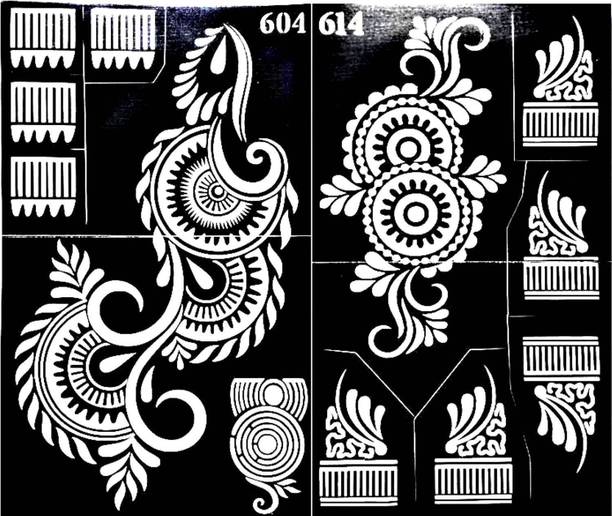 IVANA'S Henna Tattoo Stencil (Set of 2) Women Girls Body Paint Temporary Tattoo (49)