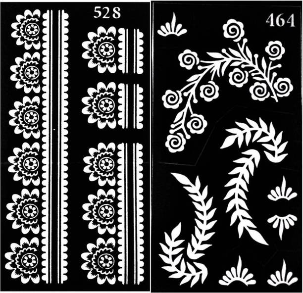 IVANA'S Henna Tattoo Stencil (Set of 2) Women Girls Body Paint Temporary Tattoo (48)