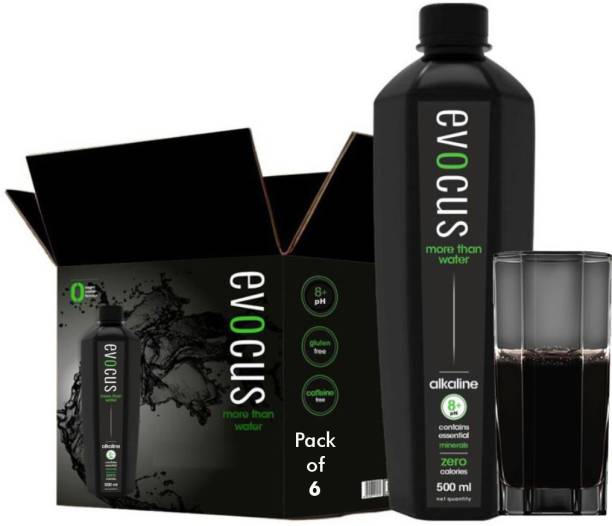 EVOCUS H2O Black Alkaline Drink | Essential Minerals | 8+pH Mineral Water