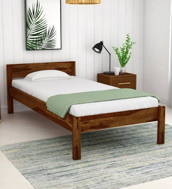 MAHIMART AND HANDICRAFTS Sheesham Wood Single Size Bed (Finish- Provincial Teak Finish, Do-It-Yourself) Solid Wood Single Bed