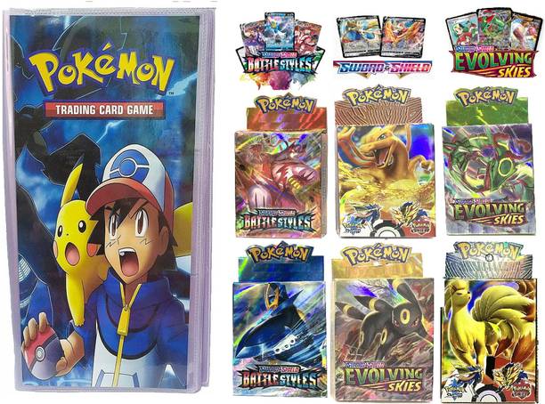Bestie Toys Pokemon Cards Sword and Shield Cards with Pokemon Album (Pack of 6)