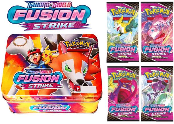 Bestie Toys Pokemon Sword And Shield Pokemon Tin With 4 Fusion Strike booster