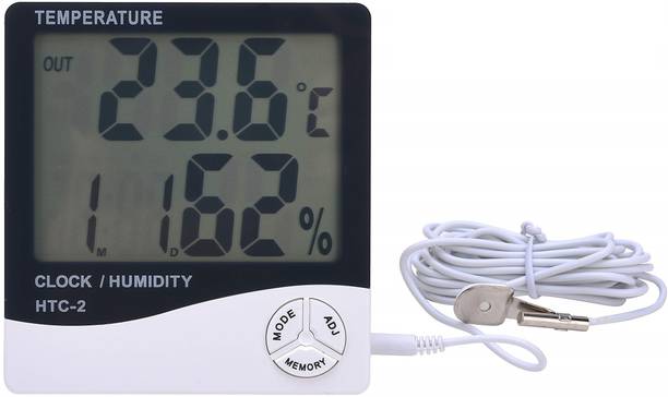 thermomate Digital room Thermometer Humidity Meter with Clock LCD Display Wall Mount RT20 Thermometer