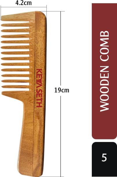 KEYA SETH AROMATHERAPY Neem Wooden Comb Wide Tooth with Handel Large Size