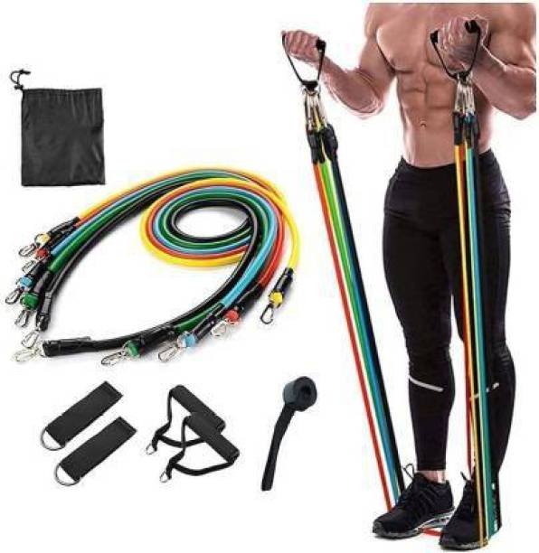 vihan marketing Exercise Resistance Band Tube with Door Anchor and Hook Adjustable Fitness Accessory Kit Kit