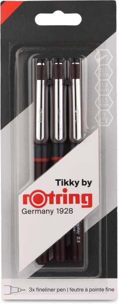 rotring TIKKY Graphic 0.1, 0.3, 0.5mm Pens With Black Pigmented Ink, Non-Refillable Fineliner Pen