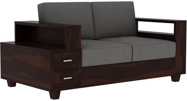 Divine Arts Sofa Set for Living Room and Office Two Seater (2 Seater, Walnut Finish) Fabric 2 Seater  Sofa