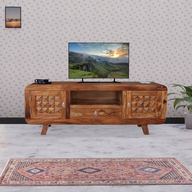 Tamannaartpalace Solid Sheesham Wood European TV Stand/Cabinet/Unit for Living Room, DIY Solid Wood TV Entertainment Unit