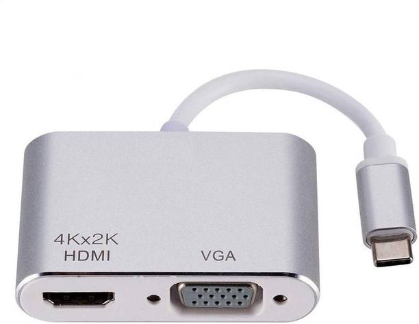 TERABYTE  TV-out Cable USB 3.1 Type C to HDMI / VGA Adapter, Male to Female 2 in 1 Sync-Display