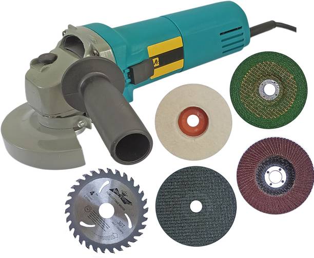 Inditrust Angle Grinder Machine & 4' (Felt, Flap, Cutting,Wood and Grinding )wheel Angle Grinder