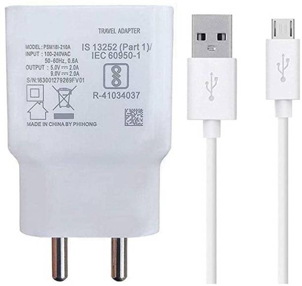 ASDLUS ENTERPRISES Charger with 1 M Micro USB Data Charging Cable (2.4 Amp, White) 2.4 A Mobile Charger with Detachable Cable
