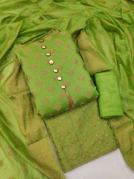 Unstitched Jacquard Kurta & Churidar Material Embroidered