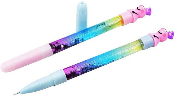 SARASI Pink Pig Stylish Glitter Gel Pen For Kids (Pack Of: 4) Gel Pen