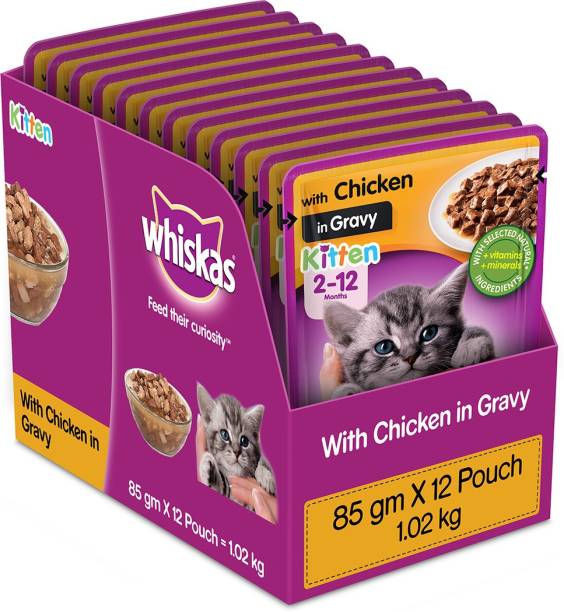 Whiskas Kitten (2-12 months) Chicken 1.02 kg (12x0.09 kg) Wet Young, New Born Cat Food