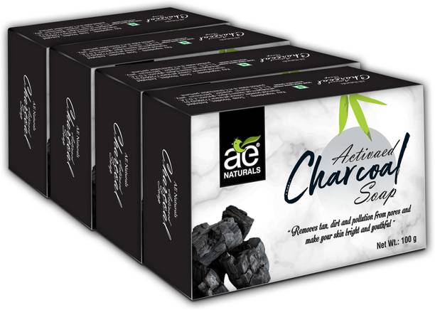 AE Naturals Activated Charcoal soap for men & women 100g pack of 4