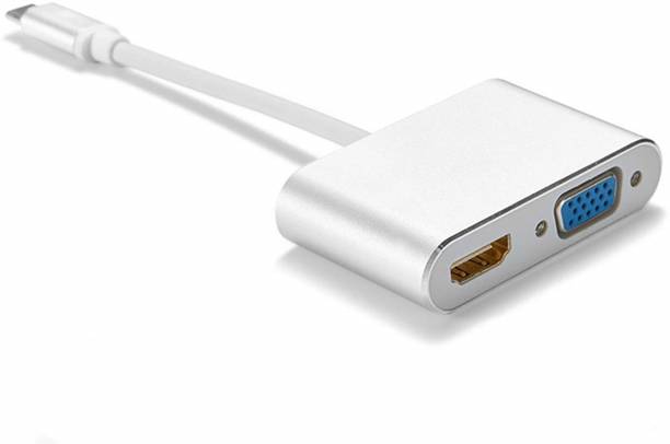 TERABYTE  TV-out Cable USB3.1 Type C to 4K HDMI+VGA Adapter, Male to Female 2in1 Sync-Display Converter