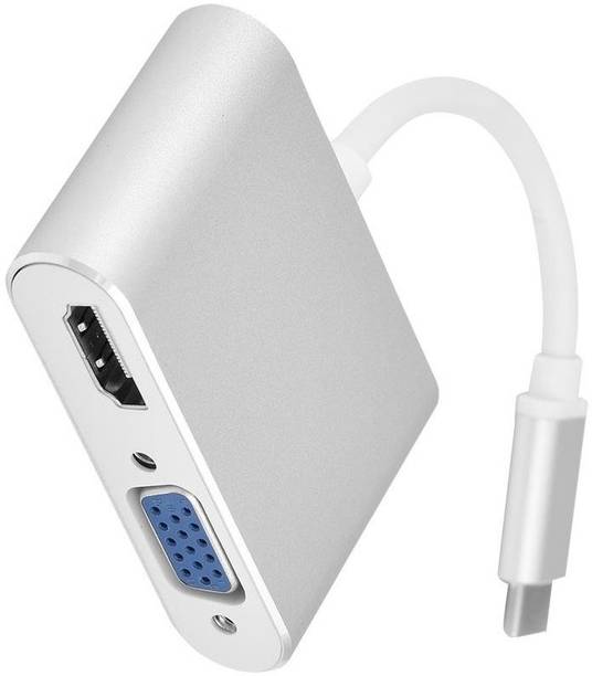 TERABYTE  TV-out Cable 3.1USB Type C to 4K HDMI+VGA Adapter, Male to Female 2in1 Sync-Display Converter