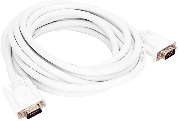 CV STUFF VGA Cable 5 m High Quality VGA Cable | Male to Male VGA Cable 5 Meter, Support PC/Monitor/LCD/LED, Plasma, Projector, TFT - (5 Meter, White)