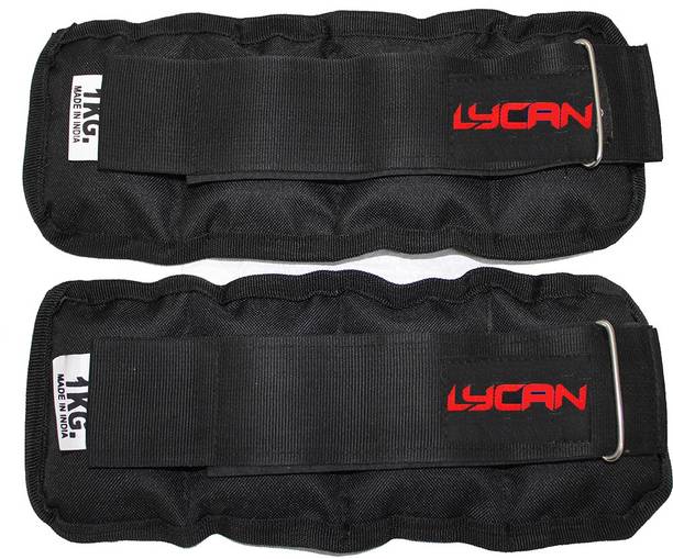 LYCAN Assured 1kg x 2pc " Strength Training , running , exercise " Black Ankle & Wrist Weight