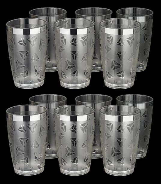 स्काइलाइफ Unbreakable Water,Juice,Beer Drinking Glass Set ( White Set of 12) ग्लास सेट