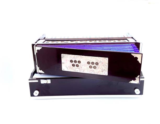 KHALSA MUSICAL 2 line Reed (Bass + Male) 42 keys Wooden Portable Folding 3.5 Octave Harmonium with Coupler 3.5 Octave Hand Pumped Harmonium