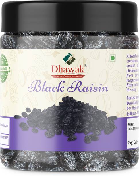 Dhawak Afghan Black Raisins |Kali Kismis | Dried Kishmish Without Seeds| [Jar Pack] Raisins