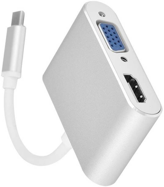 TERABYTE  TV-out Cable USB 3.1 Type C to HDMI+VGA Converter, 2in1 Male to Female Sync-Display Adapter