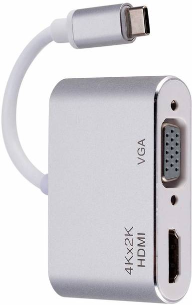 TERABYTE  TV-out Cable USB 3.1 Type C to 4K HDMI+VGA Converter,2in1 Male to Female Sync-Display Adapter