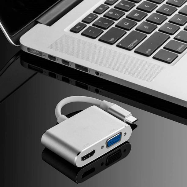 TERABYTE  TV-out Cable USB 3.1 Type C to 4K HDMI+VGA Adapter,Male to Female 2in1 Sync-Display Converter